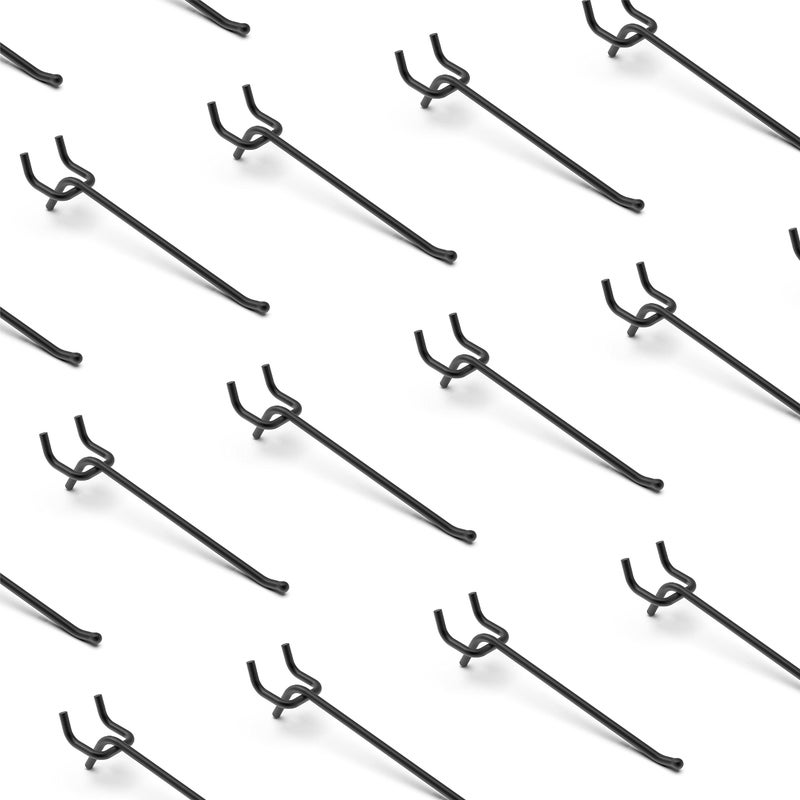 HUHOLE Black Pegboard Hooks 6 Inch  25PC  Heavy Duty Pegboard Hooks  Fit 1/4"" Peg Board - Image 1